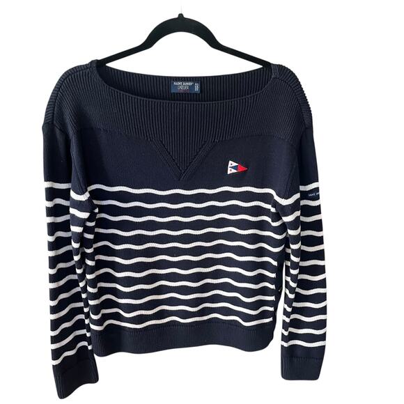 Saint James L'atelier Les Mathes Navy Striped Sweater Nautical Size Small 34 - Picture 1 of 16